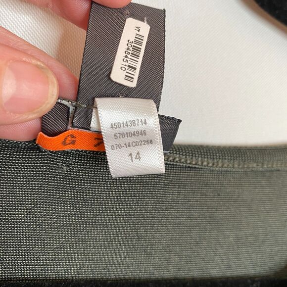 Chicos Travelers Slinky Top Sage Green LS Crew Open Arms Metal Details Size XL - Picture 8 of 12